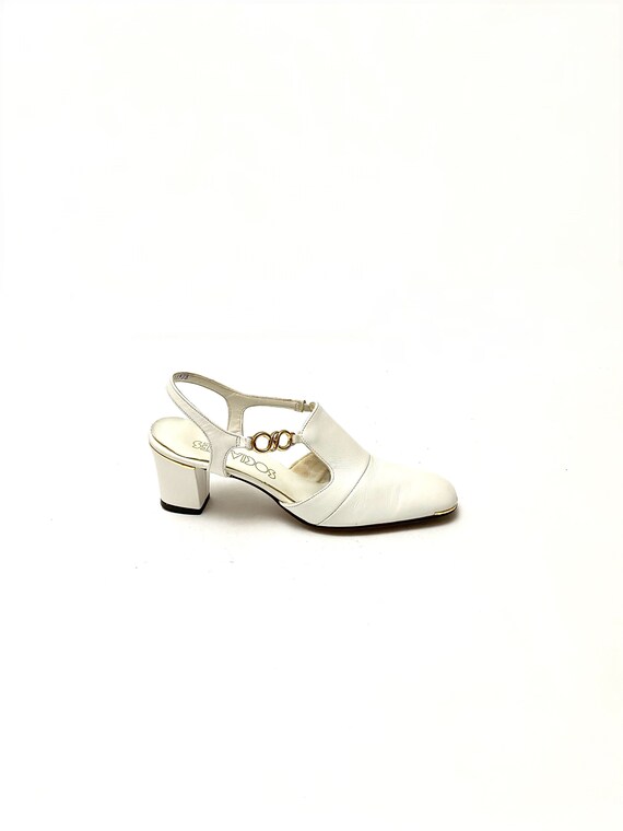 Vintage 1960s Deadstock Mod Heels // White Leather