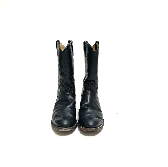 Vintage 1980s Black Leather Justin Boots // Mens … - image 3