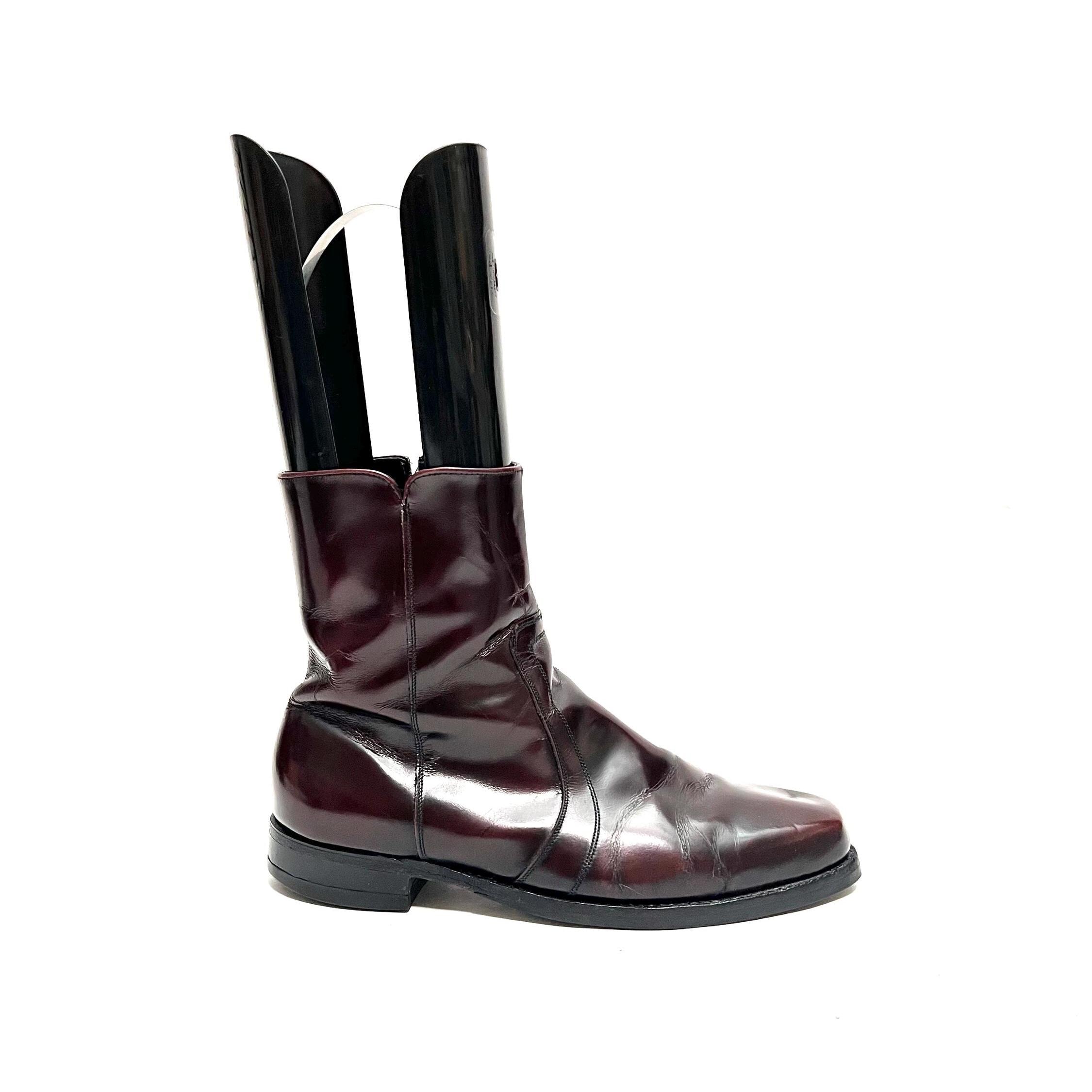 FLORSHEIM | Vintage 1970s men\'s dark oxblood leather shiny zip up ankle boots Vintage 1970s Mens Ankle Boots // Oxblood Leather Shiny Zip  main image 3