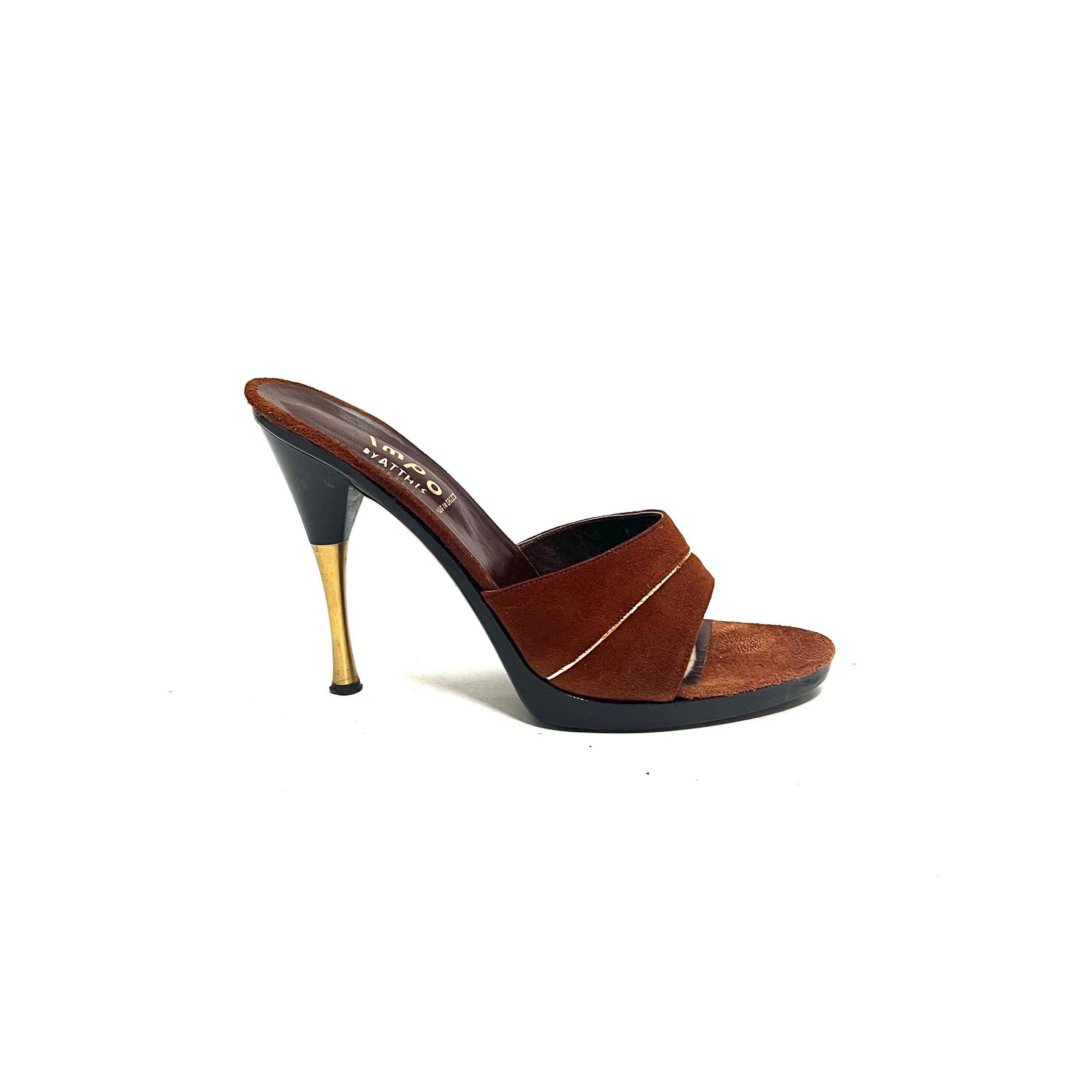 Sangle De Cheville Femme Garolini En Cuir Daim Marron - Taille 6.5 S, Fabriquée En Italie, Neuve Sans Emballage