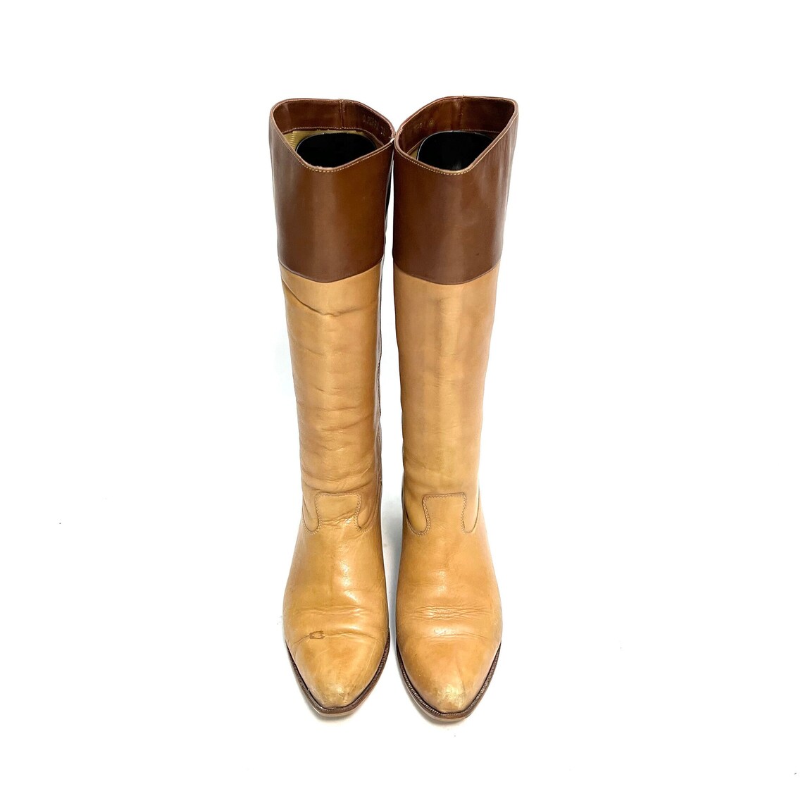 Vintage 1970s Womens Riding Boots // Tan Leather Knee High Western ...
