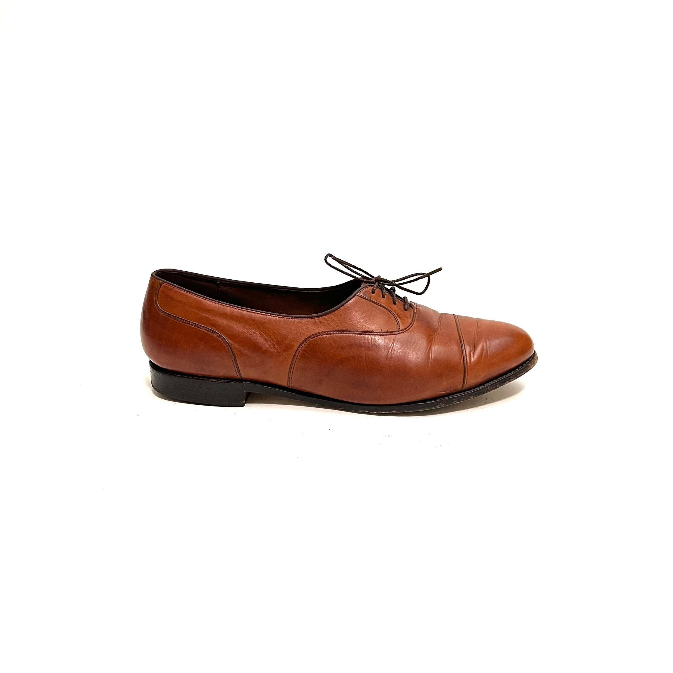 Vintage 1990s Mens Oxfords // Cognac Leather Lace up  display picture 3