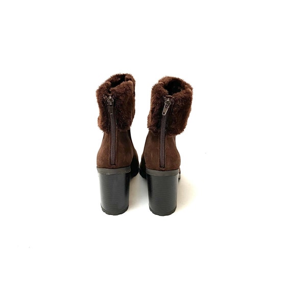 Vintage 1990s Faux Fur Halston Booties // Brown S… - image 8