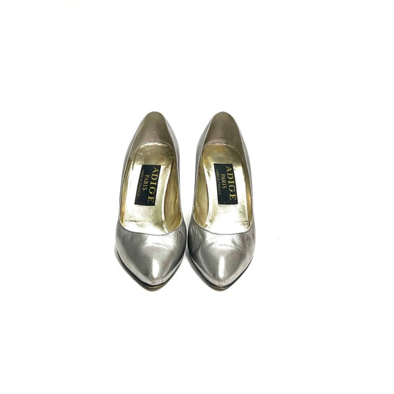 Vintage 1980s Stiletto Heels // Metallic Silver L… - image 2