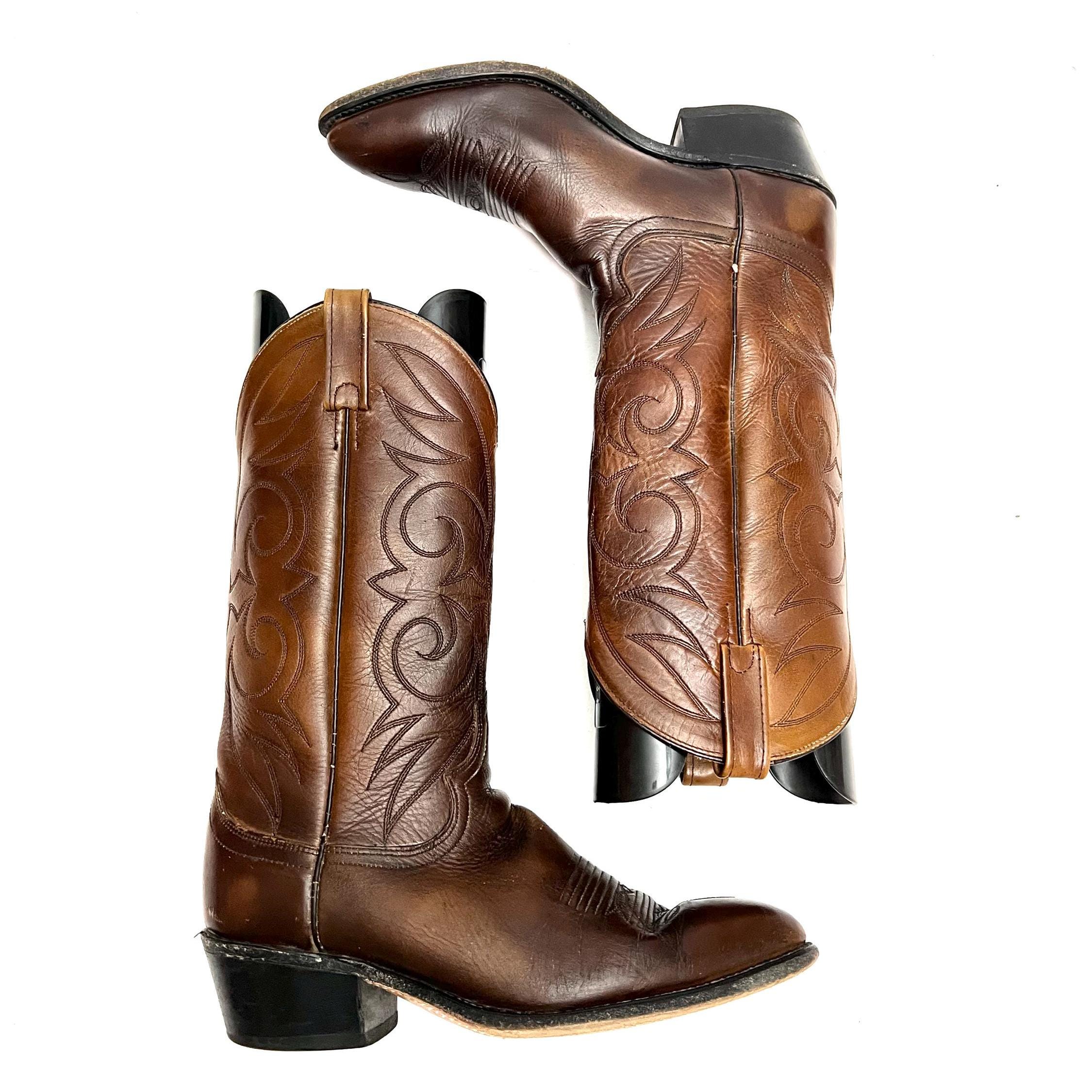 Vintage 1970s men’s brown leather pull on heeled cowboy boots Vintage 60s 70s Frye Brown Mahogany Leather | Mercari main image 3