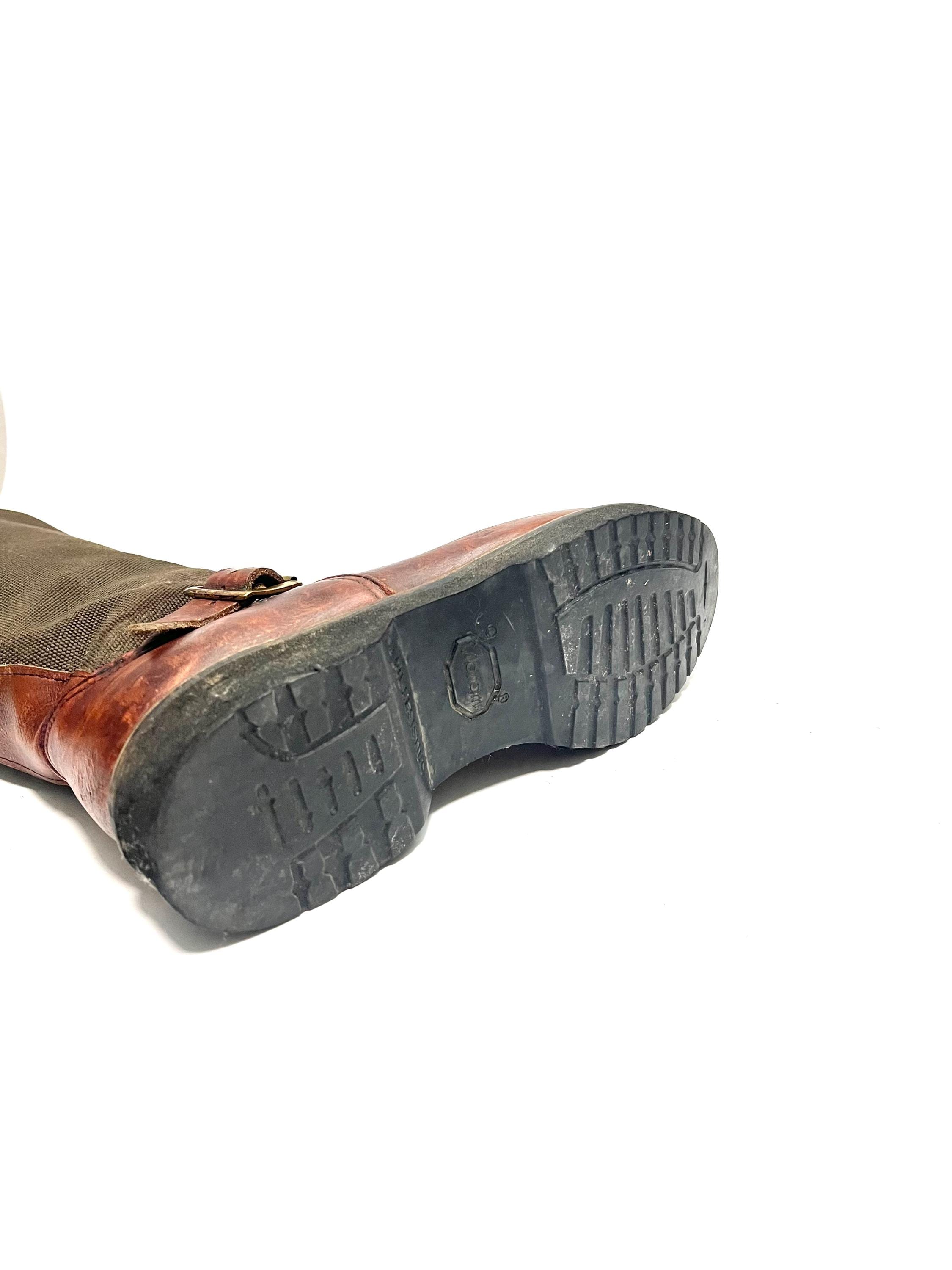 Vintage 1990s Mens Snake Proof Boots // Brown Leather Army  display picture 1