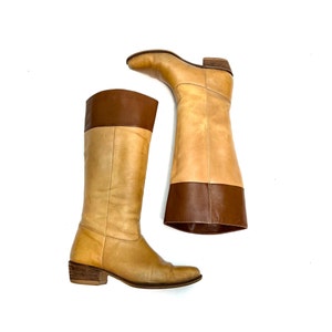 Vintage 1970s Womens Riding Boots // Tan Leather Knee High Western ...