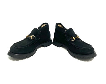 Mens Black Suede Shearling Lined Harald Horsebit Platform  display picture 3