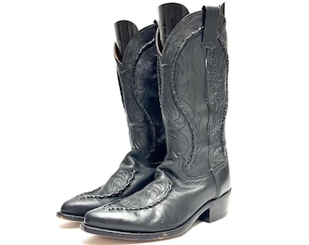 Vintage Tony Lama Mens #6171 Chocolate Brown Leather Cowboy