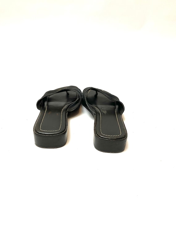 Vintage 1990s Black Metallic Sandals // Suede Sli… - image 7