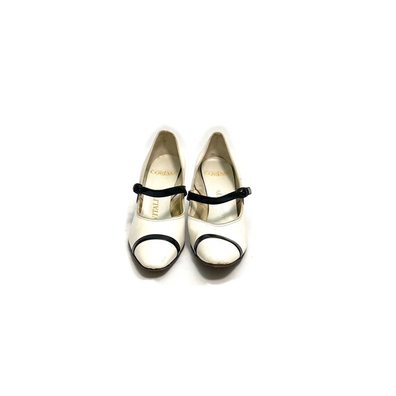Schoenen damesschoenen Mary Janes Vintage jaren 1960 Franse witte lederen slingback handgemaakte schoenen maat 7 UK 