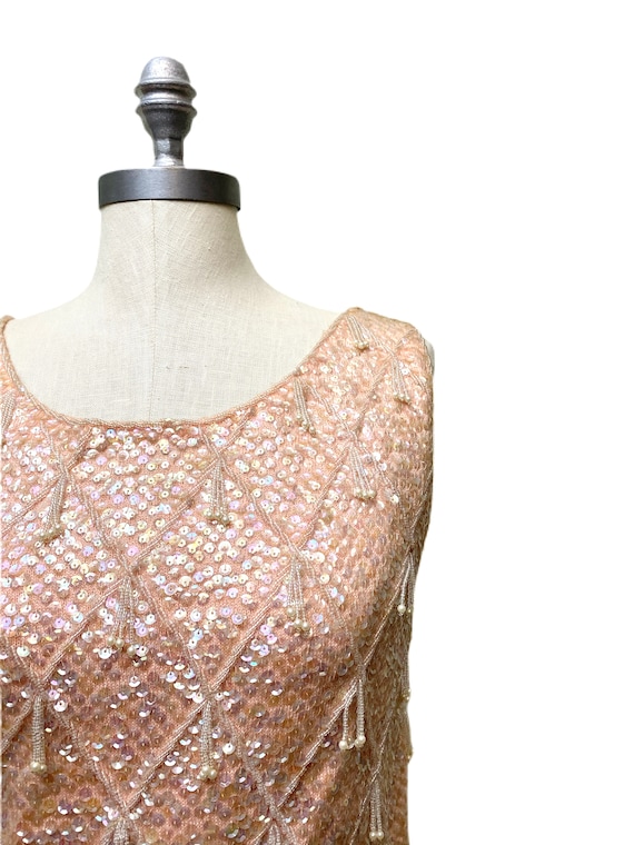 Vintage 1950s Pink Sequin Sweater // Sleeveless B… - image 6