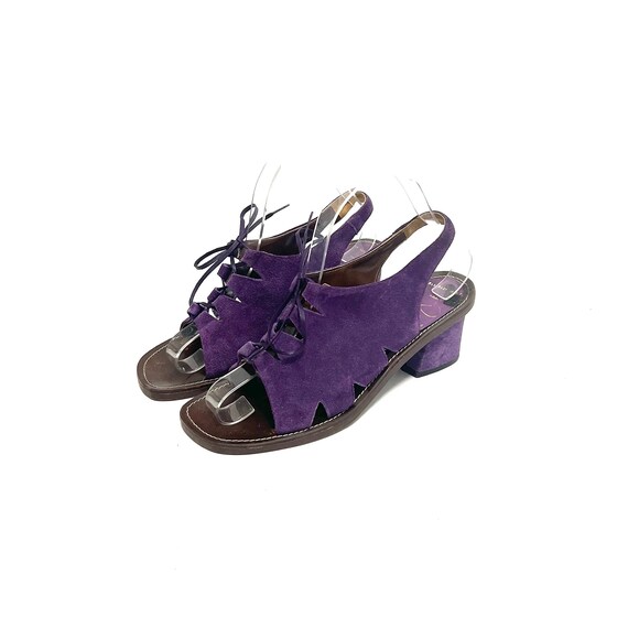 Vintage 1970s Lace Up Heels // Groovy Purple Sued… - image 6