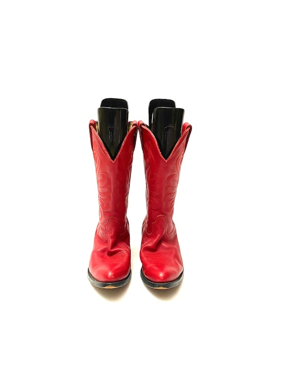 Vintage 1980s Cherry Red Cowboy Boots // Western S