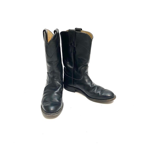 Vintage 1980s Black Leather Justin Boots // Mens … - image 4