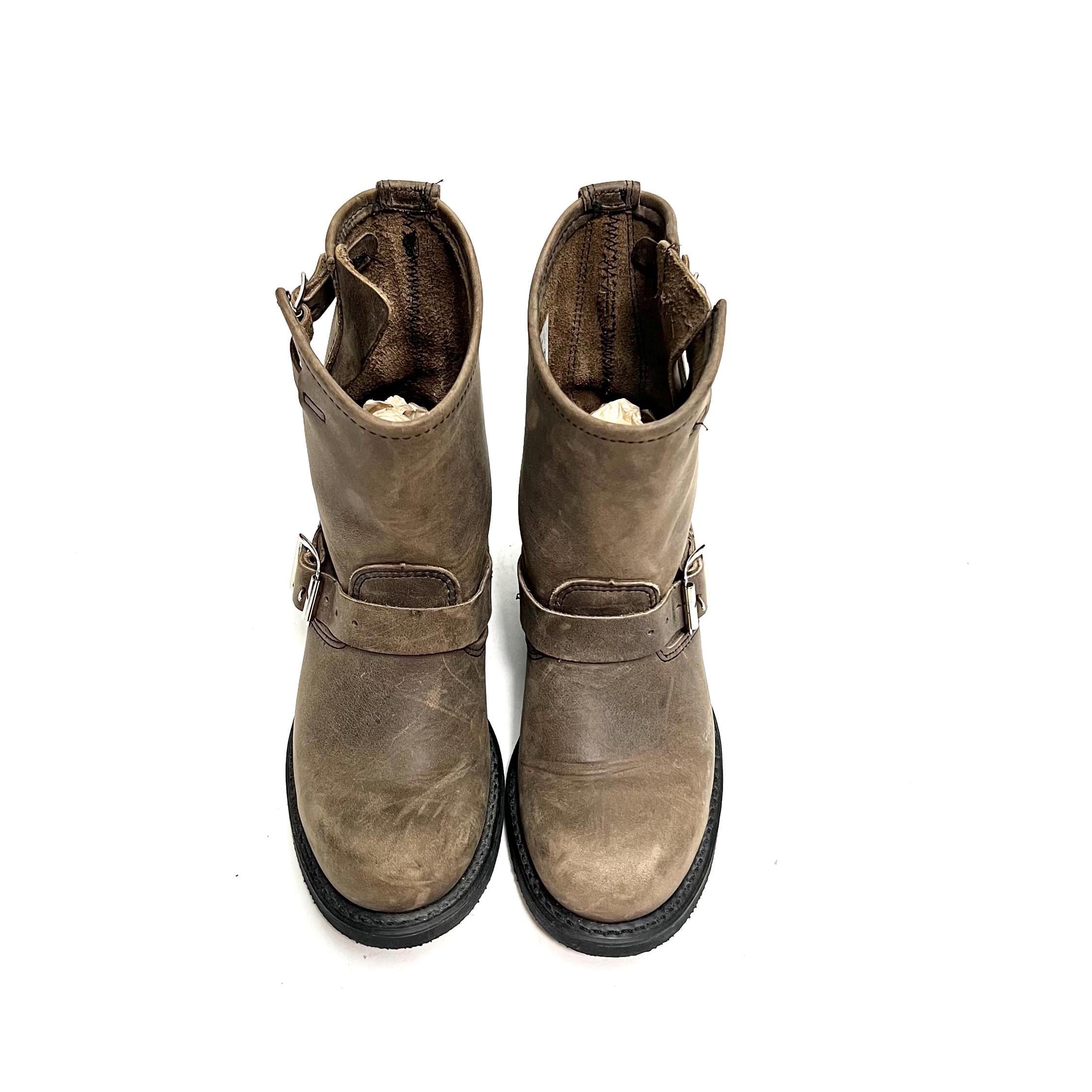 Vintage Y2K Woman's Dual Buckle Engineer Boots // Tan Nubuck