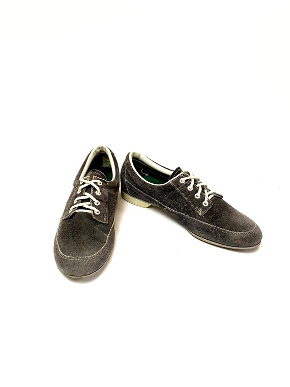 Vintage 1970s Oxfords // Gray Suede Lace Up Sneak… - image 4