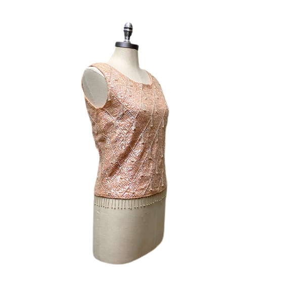 Vintage 1950s Pink Sequin Sweater // Sleeveless B… - image 4