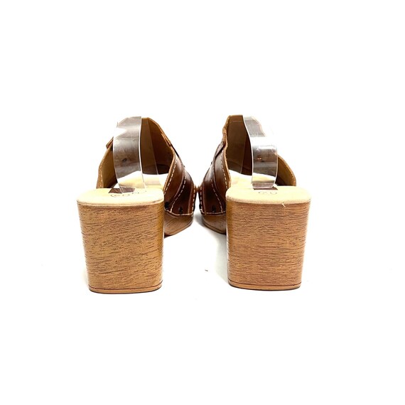 Vintage 1990s Patchwork Platform Sandals // Brown… - image 8