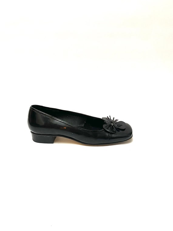 Vintage 1990s Patent Leather Slip Ons // Black Fl… - image 2