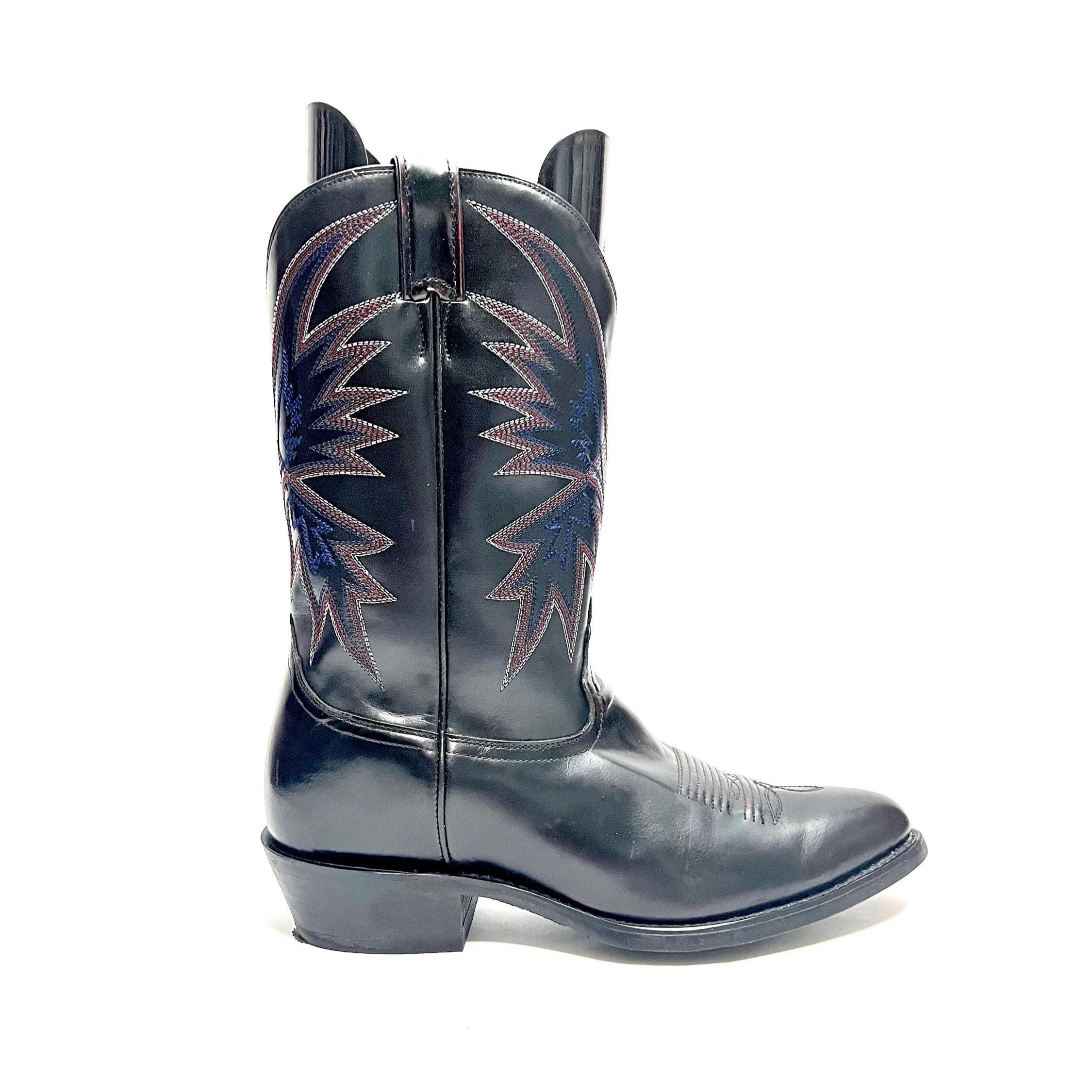 Vintage NOCONA Men\'s Black EXOTIC Leather Cowboy Western Boots 8.5D MADE IN USA Vintage Black Nocona Boots - Etsy main image 3
