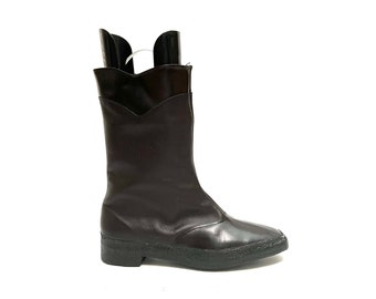 Stivali invernali vintage anni '70 Deadstock // Stivali da neve da donna foderati in pelliccia sintetica in vinile marrone di Winter Walkers taglia 10