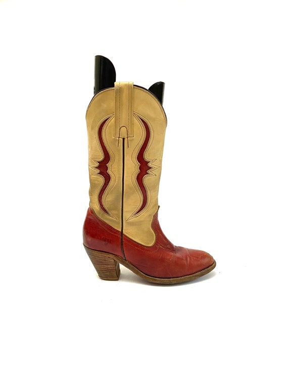 Vintage 1980s Frye Boots // Red Leather Cutout Wes