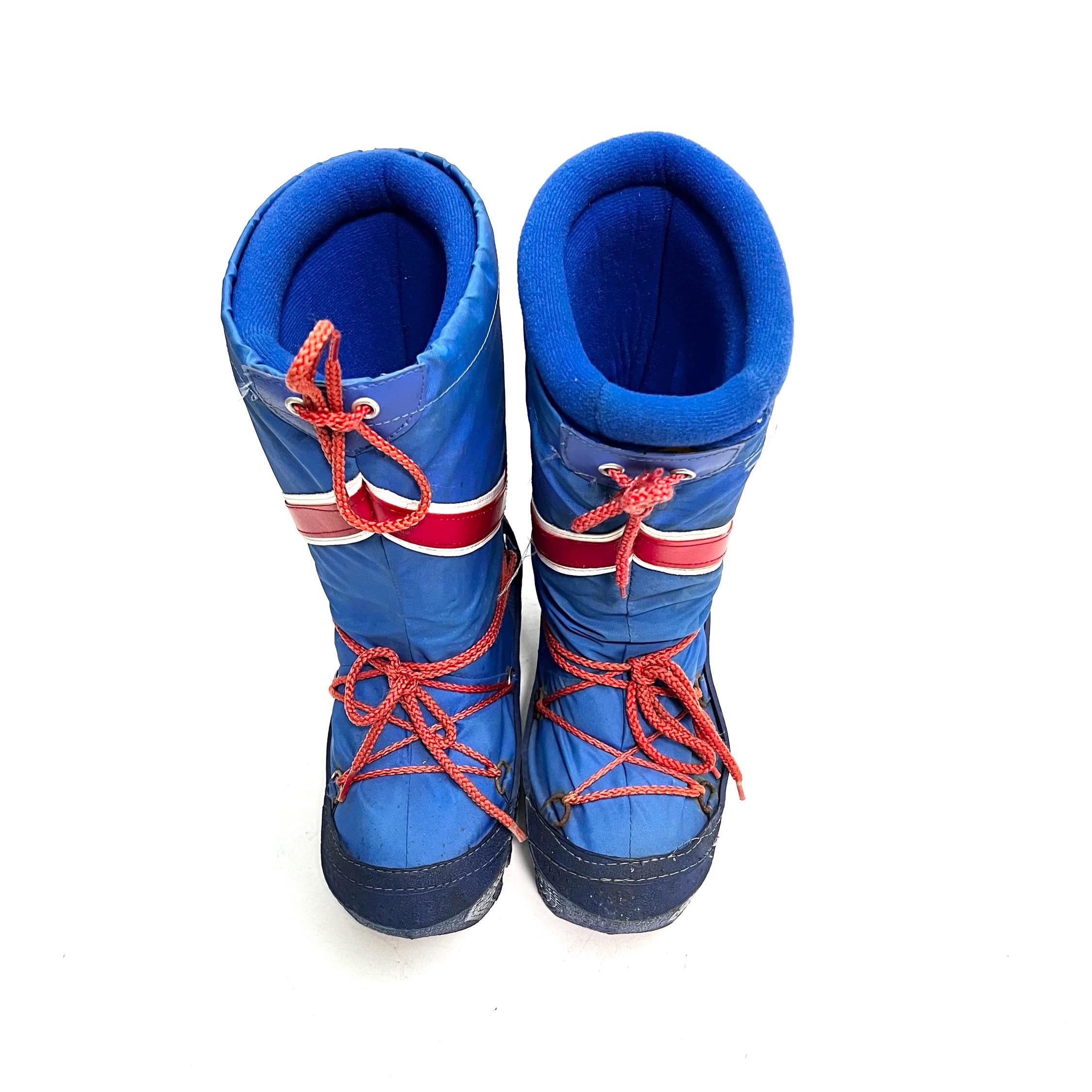 Vintage 1980s Womens Moon Boot Style Snow Boots // Blue 
