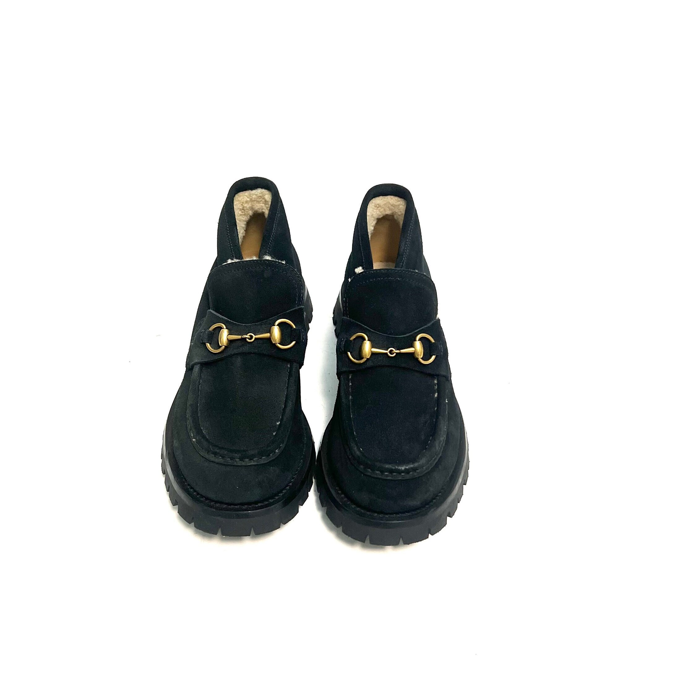 Gucci Horsebit Loafers Black Suede Men 10 Rubber Gucci Rubber Enamel Horsebit Mens Loafers 9 Black 1726763  main image 2