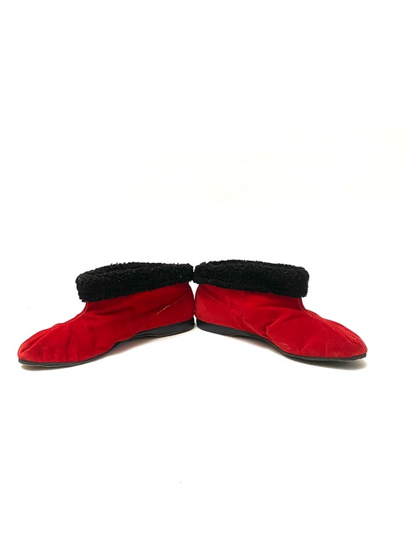 Vintage 1960s Deadstock Slippers // Red Corduroy … - image 4