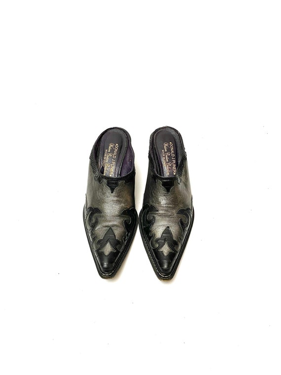 Vintage 1980s Western Mules // Metallic Slip On Co