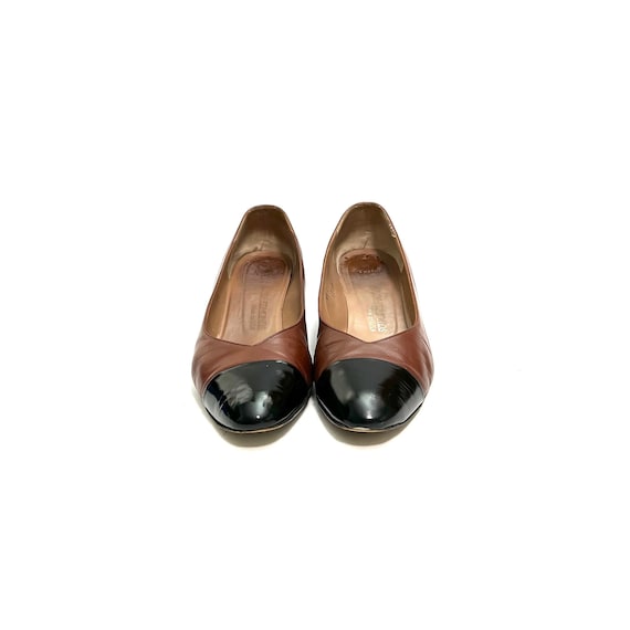 Vintage 1990s Kitten Heels // Brown Leather Slip … - image 2