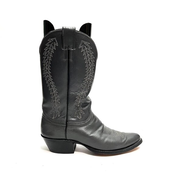 Vintage 1970s Mens Cowboy Boots // Gray Leather Mid Calf  display picture 3
