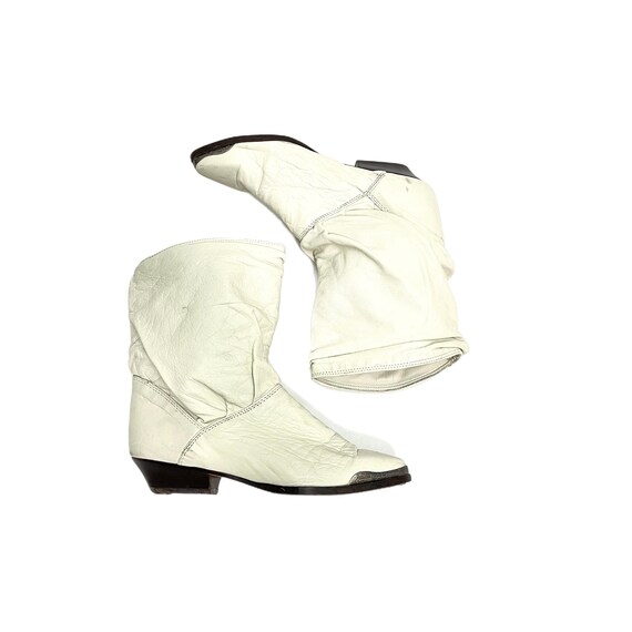 Vintage 1980s Womens Slouch Booties // White Leat… - image 2