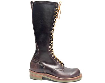 Vintage 1990s Lineman Logger Green Sole Boots // Brown  display picture 3