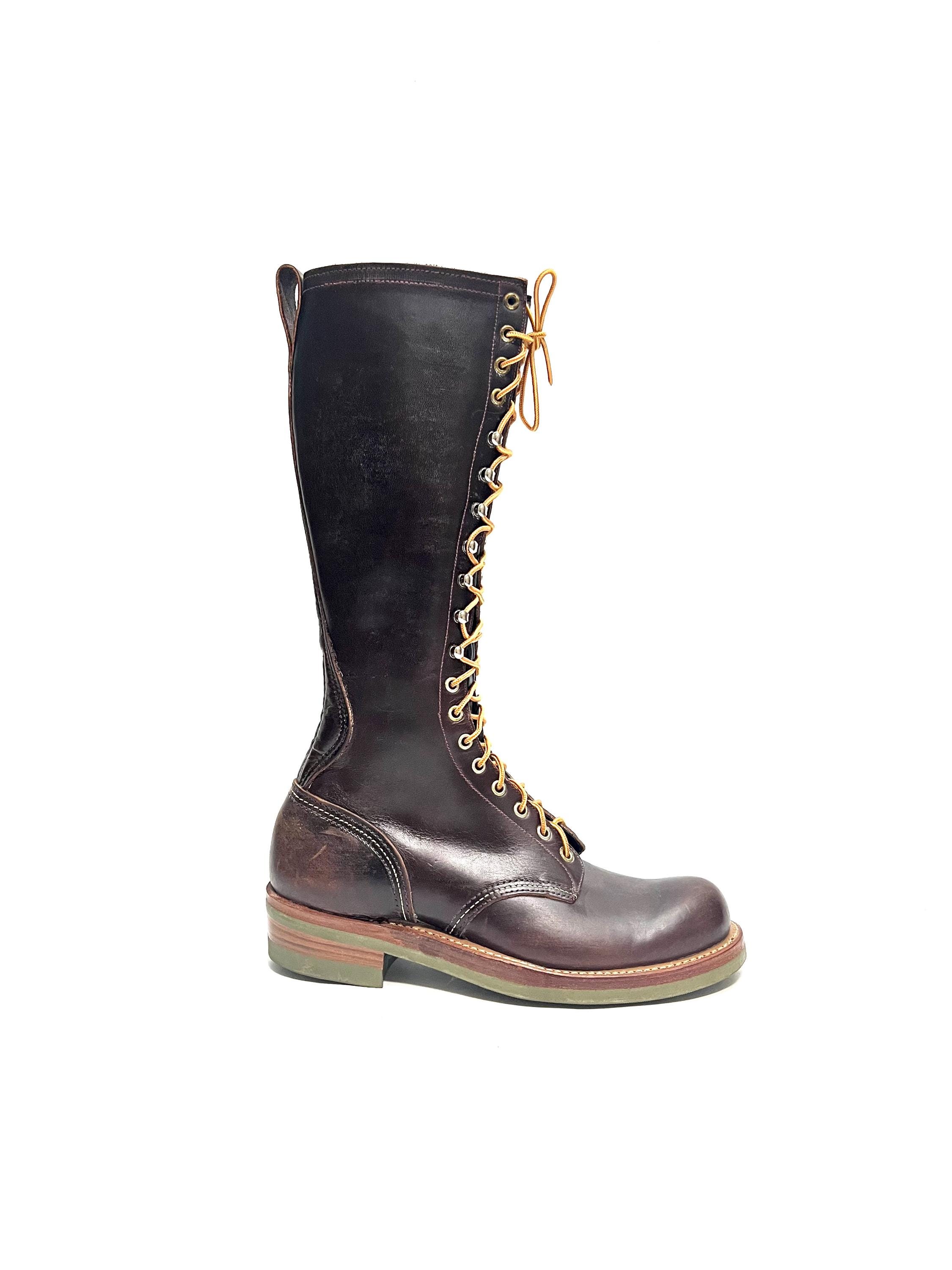 Vintage 1990s Lineman Logger Green Sole Boots // Brown  display picture 3
