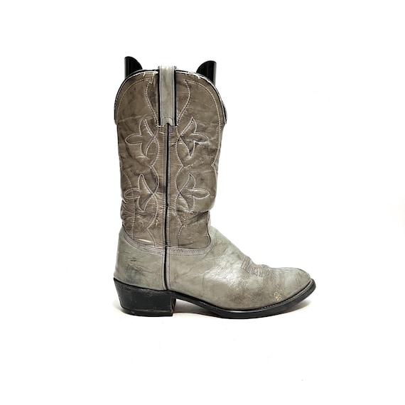 Vintage 1990s Mens Cowboy Boots // Gray Marbled Leather Mid  display picture 2