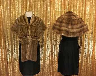 Vintage 1950s Mink Fur Stole // Fur Wrap Shawl // Holiday Fashion Shrug // Alternative Wedding