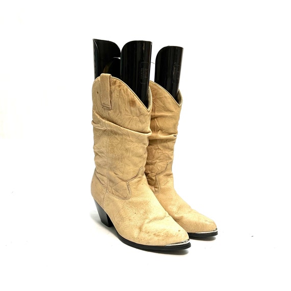 Vintage 1980s Womens Slouch Boots // Tan Leather … - image 7