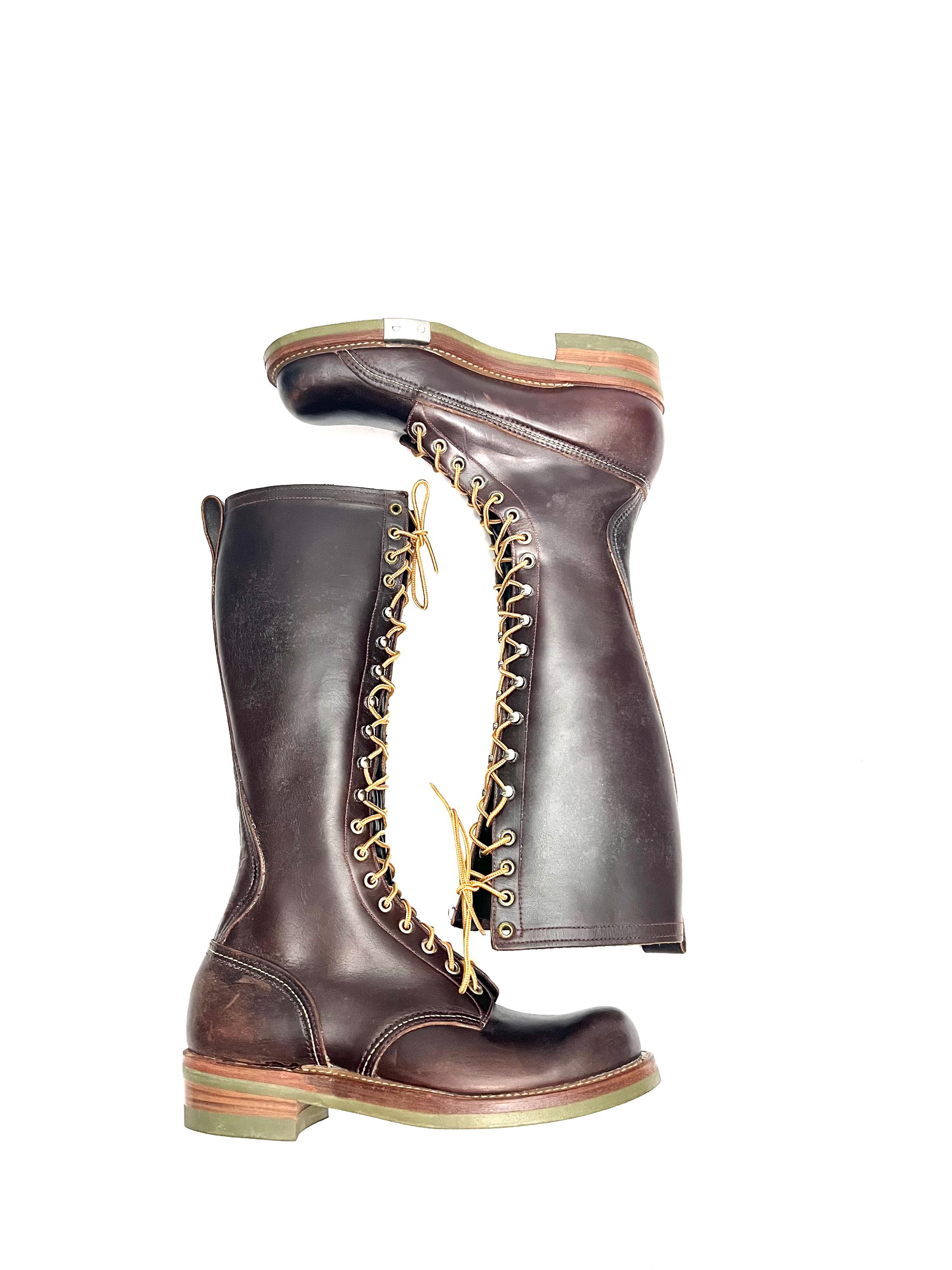 Vintage 1990s Lineman Logger Green Sole Boots // Brown  display picture 1