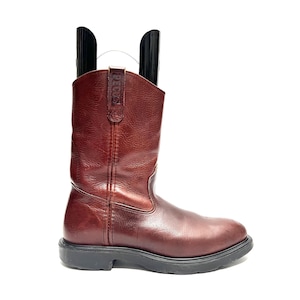 Vintage 1990s Western Arbeitsstiefel // Braune Herren Lederstiefel mit dicker Sohle von Red Wing Schuhe Größe 9.5