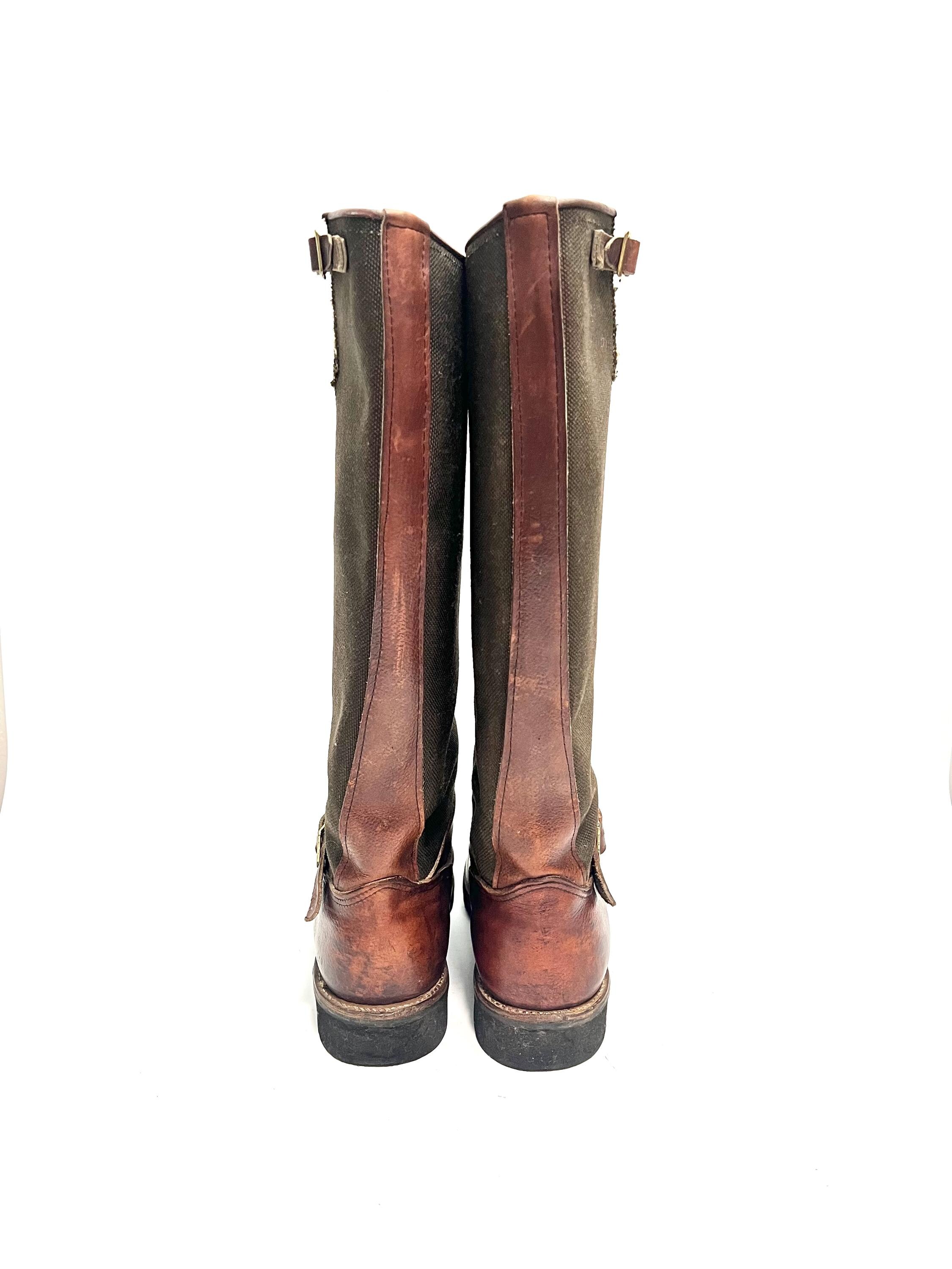Vintage 1990s Mens Snake Proof Boots // Brown Leather Army  display picture 3