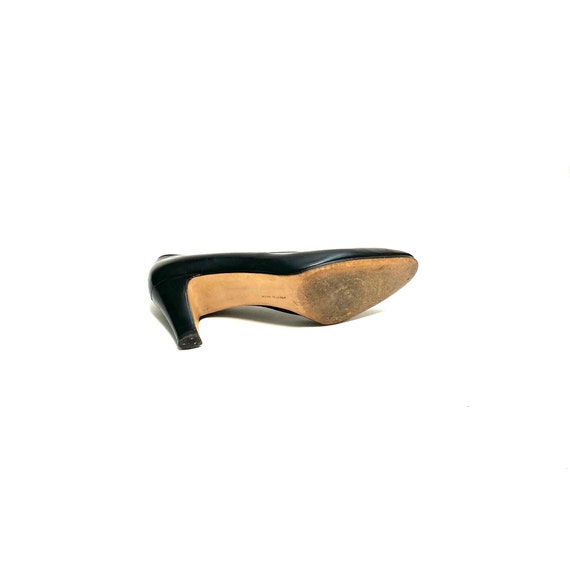 Vintage 1980s Ferragamo Heels // Black Leather Lo… - image 7