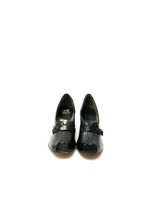 Vintage 1940s Deadstock Peep Toe Heels // Black Le