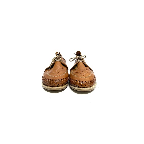 Vintage 1970s Womens Deck Shoes // Brown Leather Lace up Casual