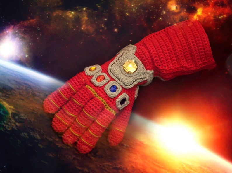 Nano gauntle PDF crochet pattern iron man infinity gauntlet end game image 1