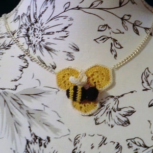 Bee and honeycomb micro crochet pendent necklace PDF crochet pattern image 3
