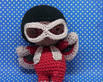 Falcon Sam Wilson amigurumi style PDF crochet pattern inspired by Marvel avengers