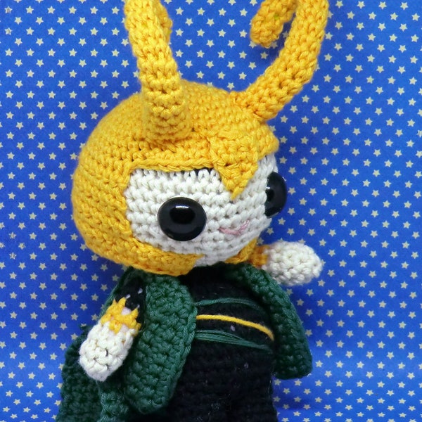 Loki amigurumi style PDF crochet pattern inspired by Thor Ragnarok