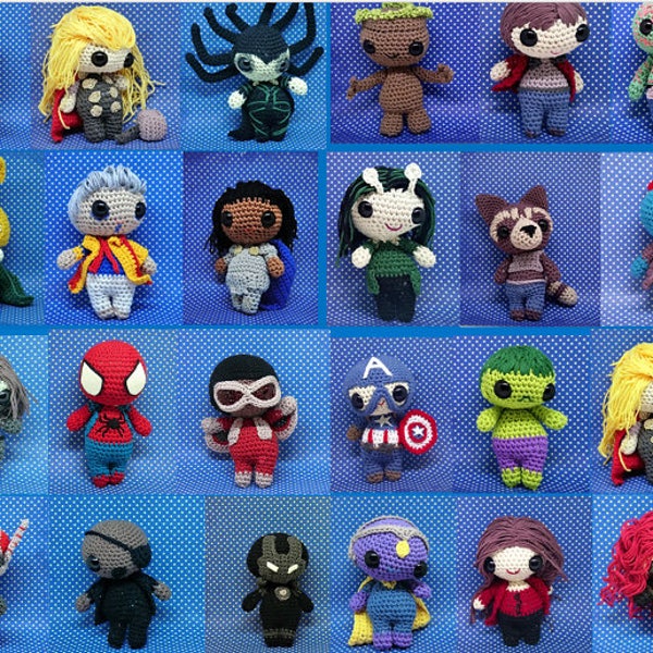 Infinity war - Avengers full set of 32 PDF crochet patterns **USabbrevations**  inspired by Thor, iron man, spiderman, infinity war